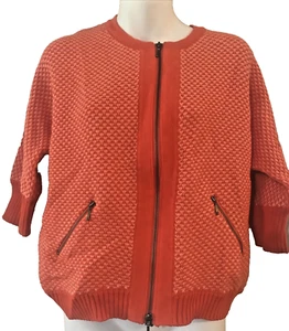 Cabi 195 Medium orangefarbener Baumwollpullover 2-Wege-Frontreißverschluss Dolmanärmel neu mit Etikett $ 182 - Bild 1 von 7