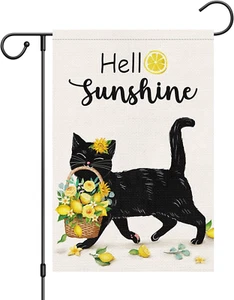 Welcome Spring Summer Garden Flag 12X18 Double Sided, Burlap Small Hello Sunshin - Picture 1 of 7