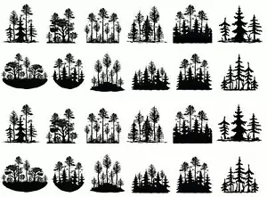 Calcomanías de vidrio fundido negro de 1 pulgada Forest Scenes 24 piezas - Imagen 1 de 1
