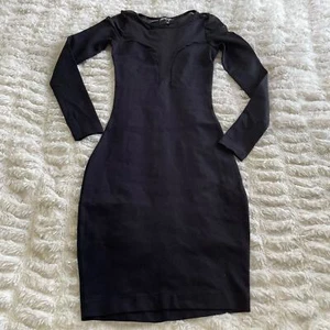 Nasty Gal Black Mesh Top Long Sleeve Bodycon Dress Size XXS - Picture 1 of 4