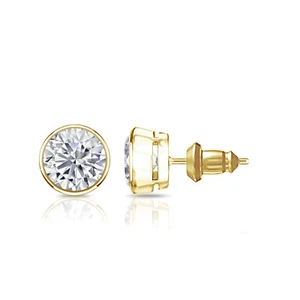 14k Gelbgold runder Diamant Simulant Ohrstecker Einfassung (1/4-2ct, AAA-Qualität) - Bild 1 von 4
