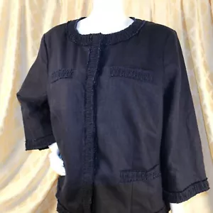 MICHAEL KORS Price Tag $1,000 New Blue Solid Linen Women Jacket Coat Size 18 W - Picture 1 of 11