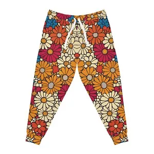 Floral Wildflowers Athletic Joggers - Garden Spring Flowers - Pink Blue Orange - Picture 1 of 5