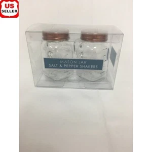 Mason Jar Salt & Pepper Shaker Set Copper Lids Vintage Style Unfilled Shakers - Picture 1 of 4