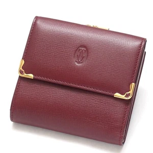 Cartier Must de Cartier Vintage Mint Kiss Lock Foldable Wallet Burgundy Paris - Picture 1 of 18