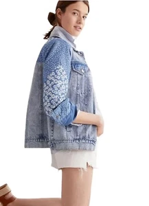 Giacca denim patchwork Anthropologie Avec Les Filles nuova con etichette US Medium - Foto 1 di 5