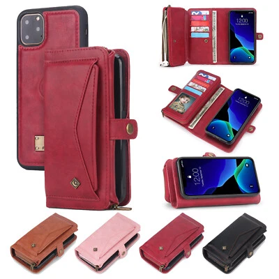 Removable Zipper Wallet Leather Case For iPhone 14 16 Pro Max 13 12 11 XR 7 8+  - Image 1 of 4
