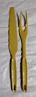 Vintage FOLEY Mustard Yellow Plastic Serving Meat Fork & Meat Knife USA