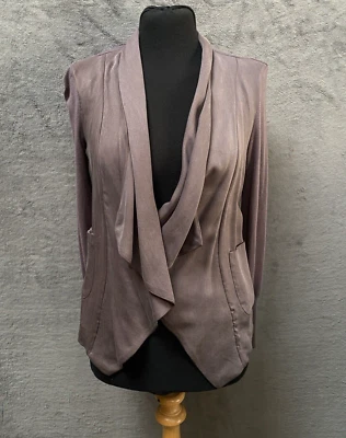 Mint Velvet Waterfall Open Shawl Cardigan Size UK 8 Brown Long Sleeve Dusty Plum - Image 1 of 4