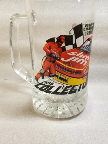 VTG Slim Jim NASCAR Auto Racing Team 1996 Lumina Glass Beer Mug Collector ECU Cover