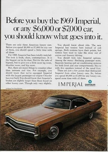 1968 1969 Chrysler Imperial LeBaron Hardtop Car Original Vintage Poster Print Ad - Picture 1 of 1