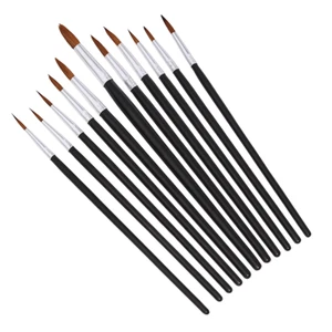 PAINT BRUSH SET 12pcs FINE TIP POINTED ARTIST BRUSHES ACRYLIC WATERCOLOUR OIL - Picture 1 of 11