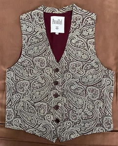 PARALLEL Multicolor Paisley Print Tie Back Button Up Sleeveless Western Vest M - Picture 1 of 11
