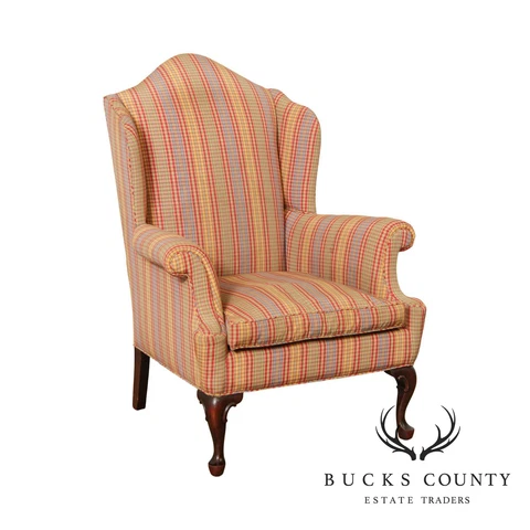 Queen Anne Style Vintage Mahogany Wing Chair Cover