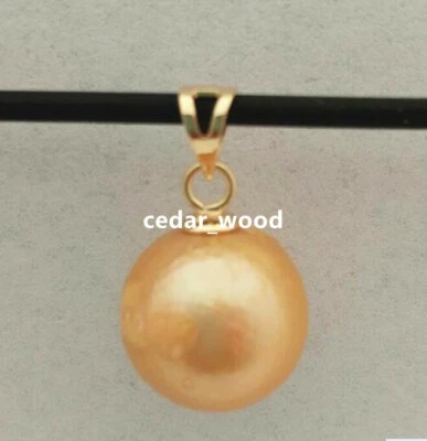 ENORME COLGANTE DE PERLAS REDONDAS de oro del mar del sur AAA+ de 13-12 mm de oro de 14 k Foto 1 de 4