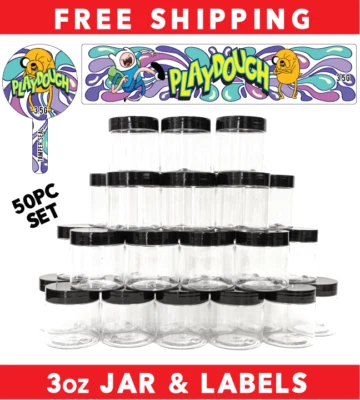 3oz Food Grade Jars & Top - Waterproof Top & Side Label Set - Tamper ( 50pack ) - Image 1 of 4