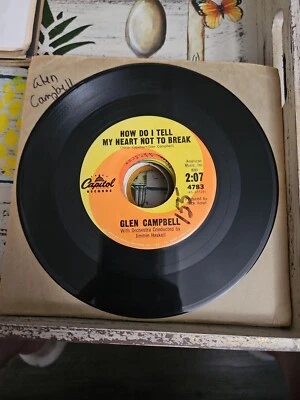 Glen Campbell Too Late To Worry, Too Blue To Cry How Do I Tell My Heart 45 VG - Image 1 of 2