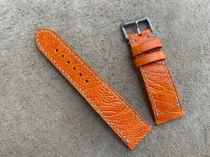 26m 24mm 22mm 21mm 20mm 19mm 18mm 16mm Orange Ostrich Leather Watch Strap Band - Picture 1 of 12