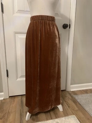 NUEVO CON ETIQUETAS Falda Eileen Fisher Terciopelo Línea A F/L Spice Talla L Foto 1 de 4