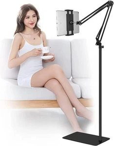Tablet Floor Stand with Upgraded Weighted Base, Overhead Bed Phone Mount Height - Picture 1 of 7