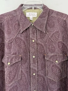 Ryan Michael Silk Blend Western Shirt Men’s XL Paisley Snap Metal Buttons L/S - Picture 1 of 11
