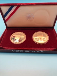 1983 S 1984 S PROOF Los Angeles Olympic Silver Dollar US Mint Commemorative Set  - Picture 1 of 5