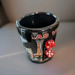 Vaso de chupito LAS VEGAS con mini dados rojos móviles de principios de la década de 2000 - NUEVO - Imagen 1 de 5