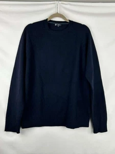 J Crew Men's Large Navy Blue 100% Lambs Wool Crewneck Sweater - Picture 1 of 11