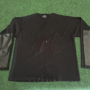 Tommy Hilfiger Men’s Black Lambswool Sweater Elbow Patches Zip Pocket Medium - Picture 1 of 11