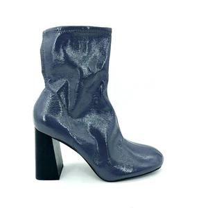 Top Shop Womens Pull On High Heel Ankle Bootie Gray Faux Patent Leather EUR 41 - Picture 1 of 10