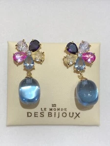 Le Monde des Bijoux Ohrringe Silber vergoldet mit Blumen - Schmuck Oktavianer - Bild 1 von 3