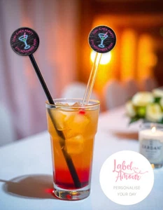 PERSONALISED Hen Do Night Cocktail Stirrers Party Neon Weekend Bar Drink Swizzle - Picture 1 of 2