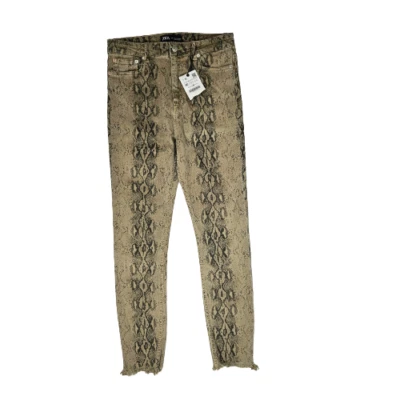 Pantalones cortos Zara The High Waist ajustados descoloridos con estampado de serpiente para mujer talla 8 Foto 1 de 4
