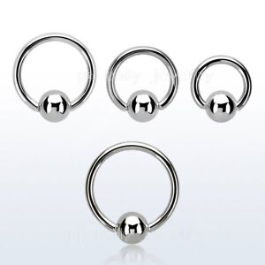 PAIR Surgical Steel Captive Bead Ring Earring 14G 5/16" - 3/4" with 5mm Ball