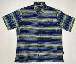 VINTAGE Fubu All Over Print Shirt Men Large Blue Short Sleeve AOP Y2K - Picture 1 of 8