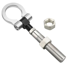 HEAVY DUTY SILVER FOLDING RING SCREW ON BUMPER TOW HOOK FOR SCION XB tC XA XD IQ - Bild 1 von 3