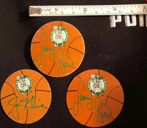 Rare vintage Boston Celtics basketball magnets (2) Larry Bird and (1) Joe Kleine Cover