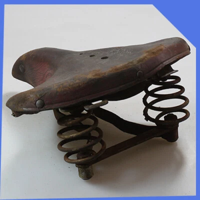 assento selim antigo de couro marrom Alemanha bicicleta bicicleta bicicleta suspensão suspensa - Imagem 1 de 4