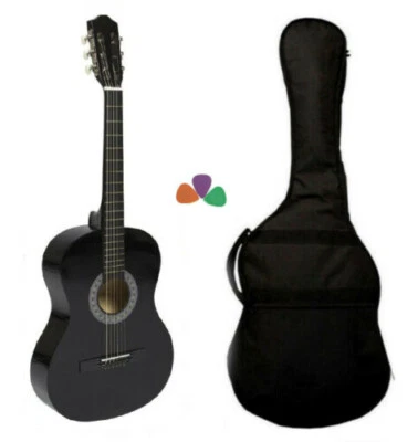 Chitarra Classica 4/4 Nera Studio Corde in Nylon Studenti Scuole TOP Offerta - Immagine 1 di 3