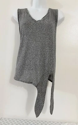 Gibson Women Stripe V Neck Tie-Hem Top XL Black/White Sleeveless  - Image 1 of 4