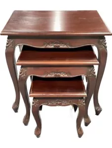 Mahogany Antique Style Louis XV Nest of Three Tables Hand Carved ex display - Picture 1 of 3