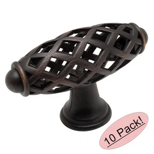 *10 Pack* Cosmas Cabinet Hardware Oil Rubbed Bronze Birdcage Knobs #1749ORB - Picture 1 of 1