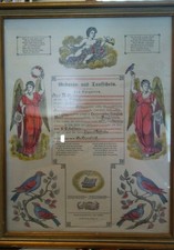 Antique Pennsylvania Dutch German Fraktur Baptismal Certificate In German