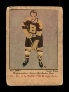 1951-52 Parkhurst #32 Ray Barry GVG RC Rookie Bruins 542835 - Picture 1 of 2