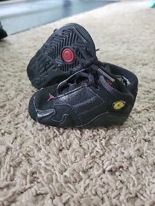 NIKE RETRO BLACK AIR JORDAN SIZE 2C LACE UP 312094-002 SNEAKERS BABY SHOES - Picture 1 of 7