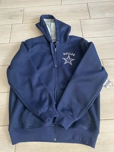 Dallas Cowboys Twill Sweater Jacke Herren L Sherpa Kapuze Full Zip Logo Blau - Bild 1 von 4