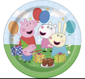 PLATOS DE PAPEL PEPPA PIG FELIZ CUMPLEAÑOS suministros para fiesta pastel/postre 8 piezas 7" - Imagen 1 de 1