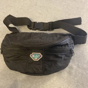 Vintage Fanny Pack Black Rear Gear Belt Bag Adjustable Multiple Pockets 80s 90s - Picture 1 of 8