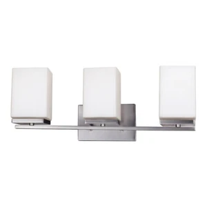 Forte Lighting Ella 3 Light 22" Bath Bracket, Nickel/Satin Opal - 5145-03-55 - Picture 1 of 1