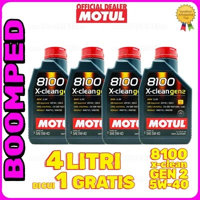 OLIO MOTORE MOTUL 8100 X-CLEAN GEN2 5W40 ACEA C3 100% SINTETICO 4 LITRI 04MO43 - Immagine 1 di 4